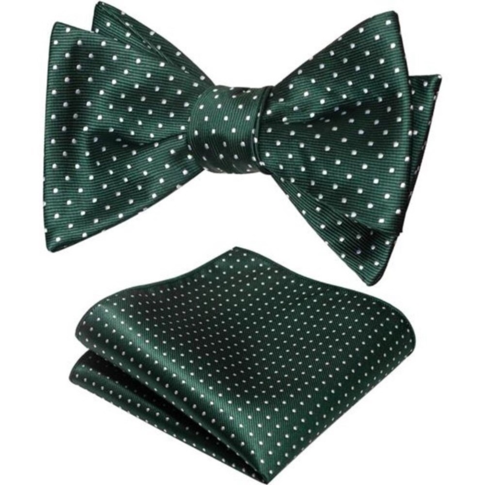 Original Mens Bowtie Self Bow Tie & Pocket Square Set